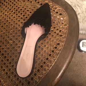 Black suede Kate Spade mules
